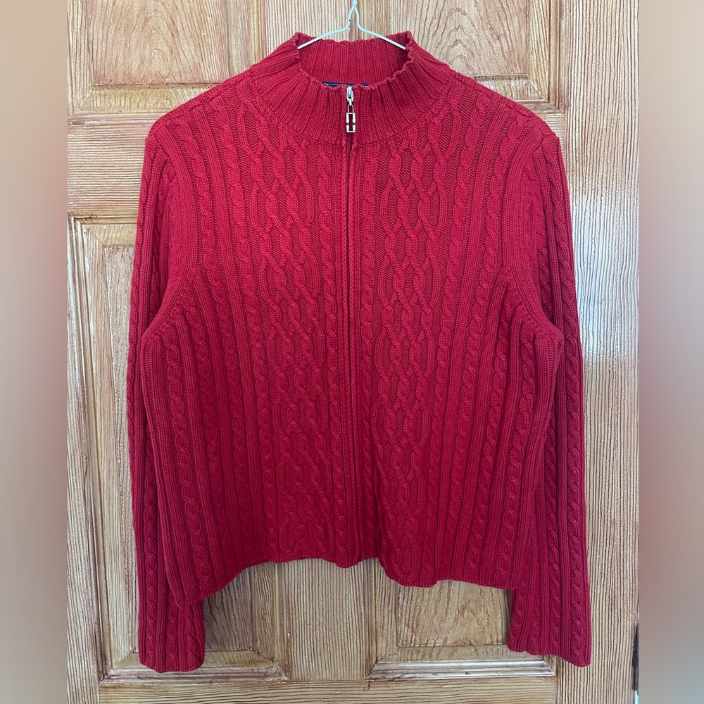 Red Cable Knit Women's Sweater